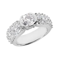 18K White Gold Round Diamond Ladies Ring 2.40ct 6.2mm