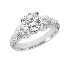 Thin 18K White Gold Round Diamond Ladies Ring 2.43ct