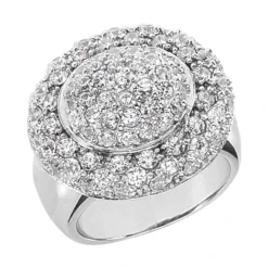 18K White Gold Round Diamond Ladies Ring 2.52ct 20.4mm