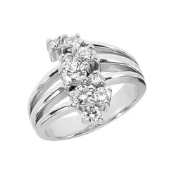 18K White Gold Round Diamond Right Hand Ladies Ring 0.65ct