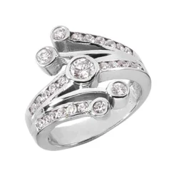18K White Gold Round Diamond Right Hand Women's Ring 0.95ct