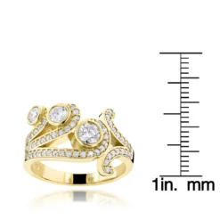 18K Yellow Gold Round Diamond Right Hand Women's Ring 1.17ct -Outlet Radiant Bijou Store 18k gold round diamond right hand womens ring 117ct p 31591 rulerye