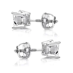 18K White Gold Solitaire Princess Cut Diamond Stud Earrings 0.75ct 11 18K White Gold Solitaire Princess Cut Diamond Stud Earrings 0.75ct -Outlet Radiant Bijou Store 18k gold solitaire princess cut diamond stud earrings 075ct back