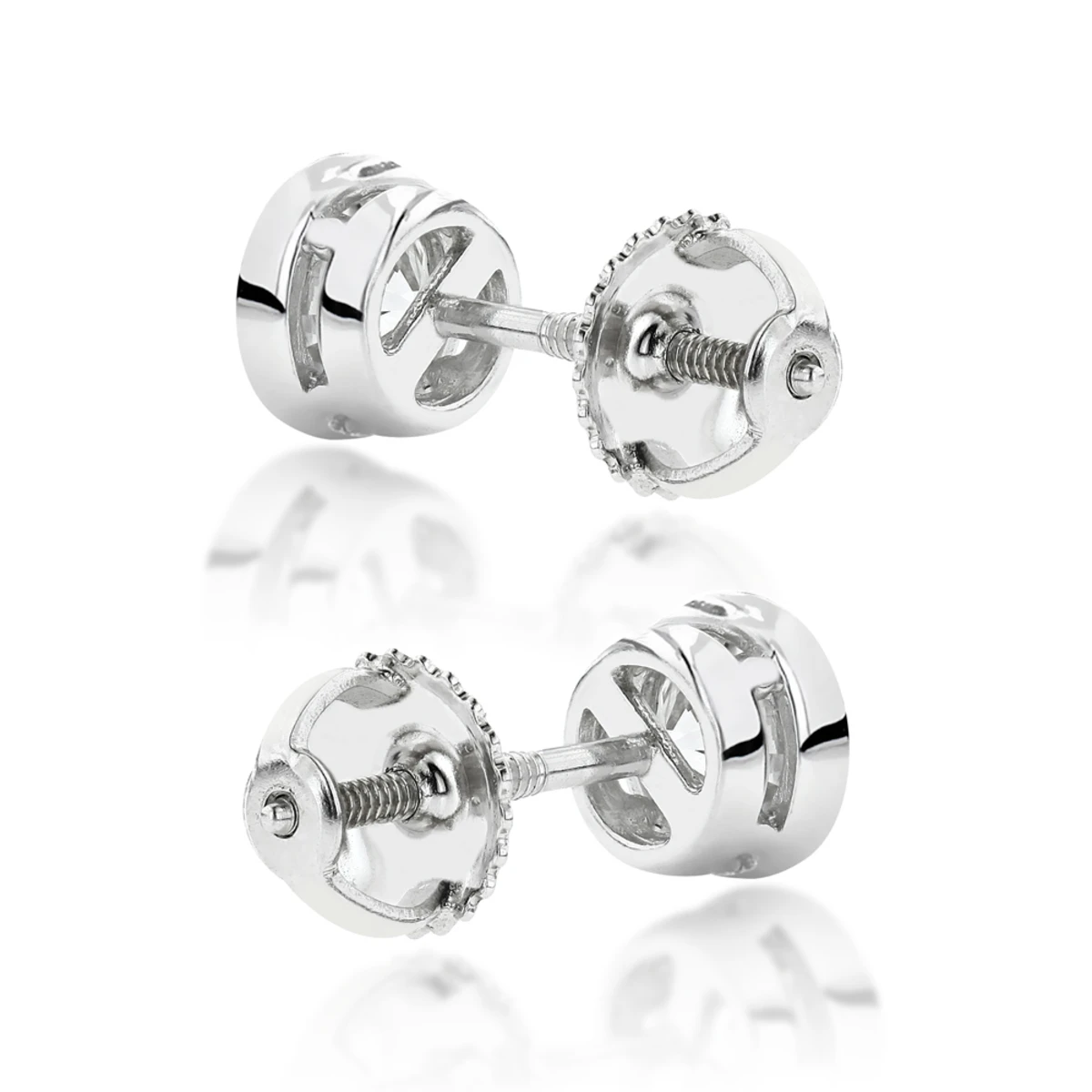 18K White Gold Solitaire Round Diamond Bezel Stud Earrings 0.33ct 6 18K White Gold Solitaire Round Diamond Bezel Stud Earrings 0.33ct - Image 4