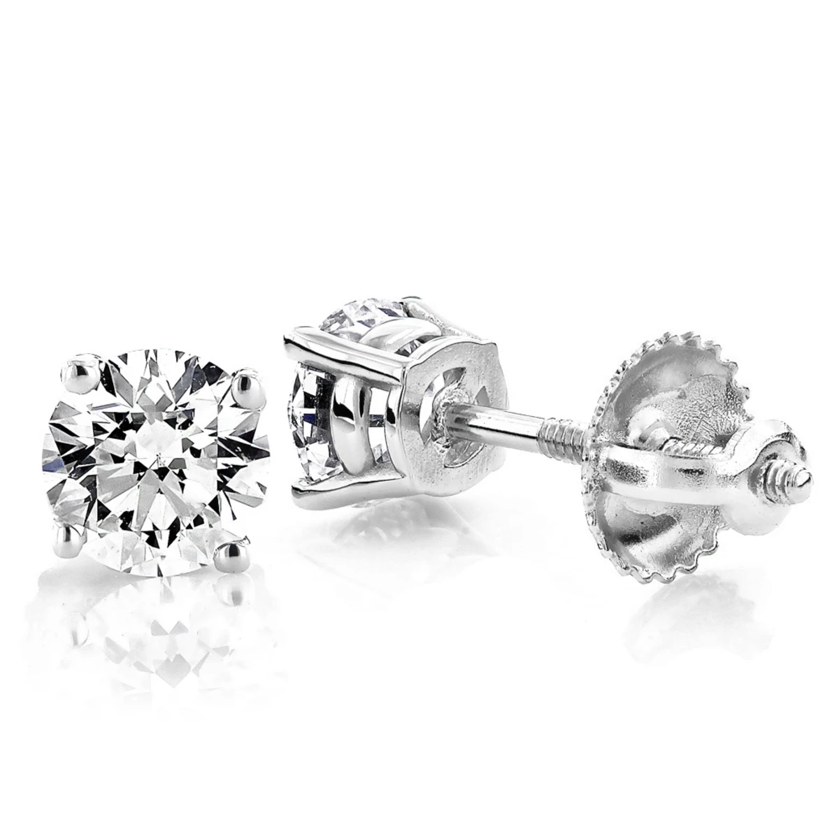 18K White Gold Solitaire Round Diamond Stud Earrings 0.25ct 3 18K White Gold Solitaire Round Diamond Stud Earrings 0.25ct