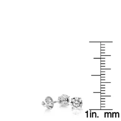 18K White Gold Solitaire Round Diamond Stud Earrings 0.75ct -Outlet Radiant Bijou Store 18k gold solitaire round diamond stud earrings 075ct rulerwh