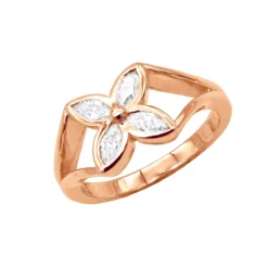 18K Yellow Gold Women's Diamond Ring Flower Design 0.6ct -Outlet Radiant Bijou Store 18k gold womens diamond ring 060ct p 32122 ro