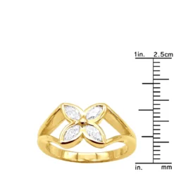 18K Yellow Gold Women's Diamond Ring Flower Design 0.6ct -Outlet Radiant Bijou Store 18k gold womens diamond ring 060ct p 32122 rulerye