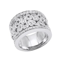 18K White Gold Women's Diamond Ring 1.20ct 13.4mm