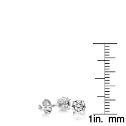 One Carat 18K White Gold 4 Prong Round Diamond Stud Earrings -Outlet Radiant Bijou Store 18k white gold 4 prong round diamond stud earrings 15c p 21 rulerwh