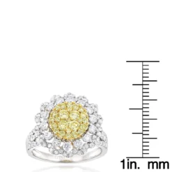 2 Carat 14K White Gold White And Yellow Diamonds Flower Ladies Ring By Luxurman -Outlet Radiant Bijou Store 2 carat 14k gold white and yellow diamonds flower ladies ring by luxurman ruler