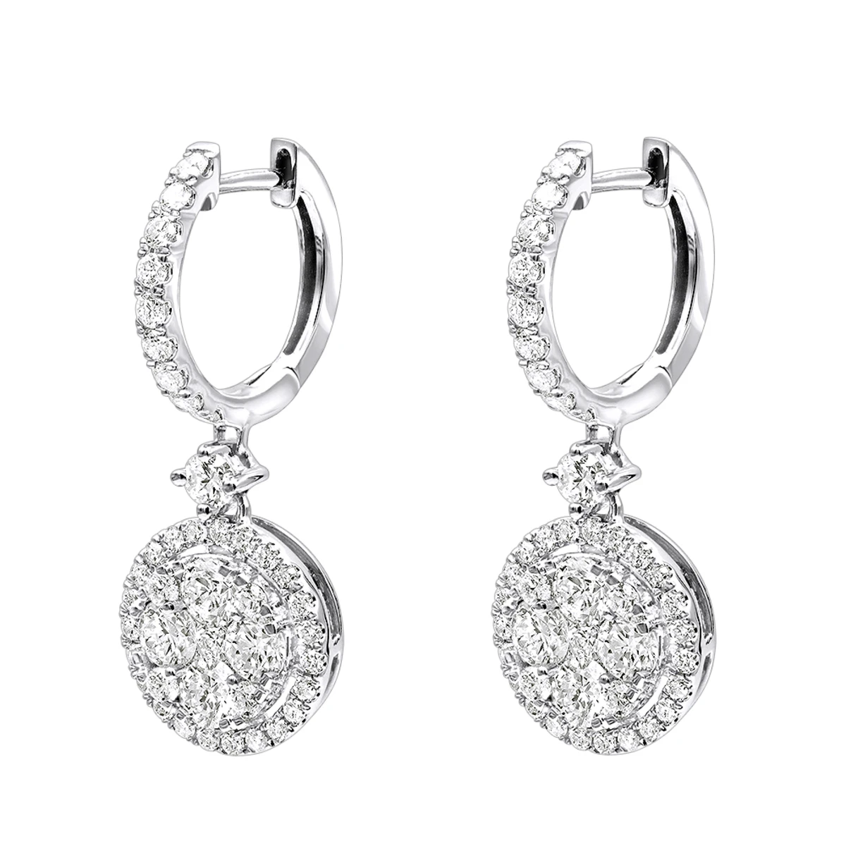 2 Carat Dangling Round Diamond Drop Earrings For Women By Luxurman 14K White Gold 6 2 Carat Dangling Round Diamond Drop Earrings For Women By Luxurman 14K White Gold - Image 4