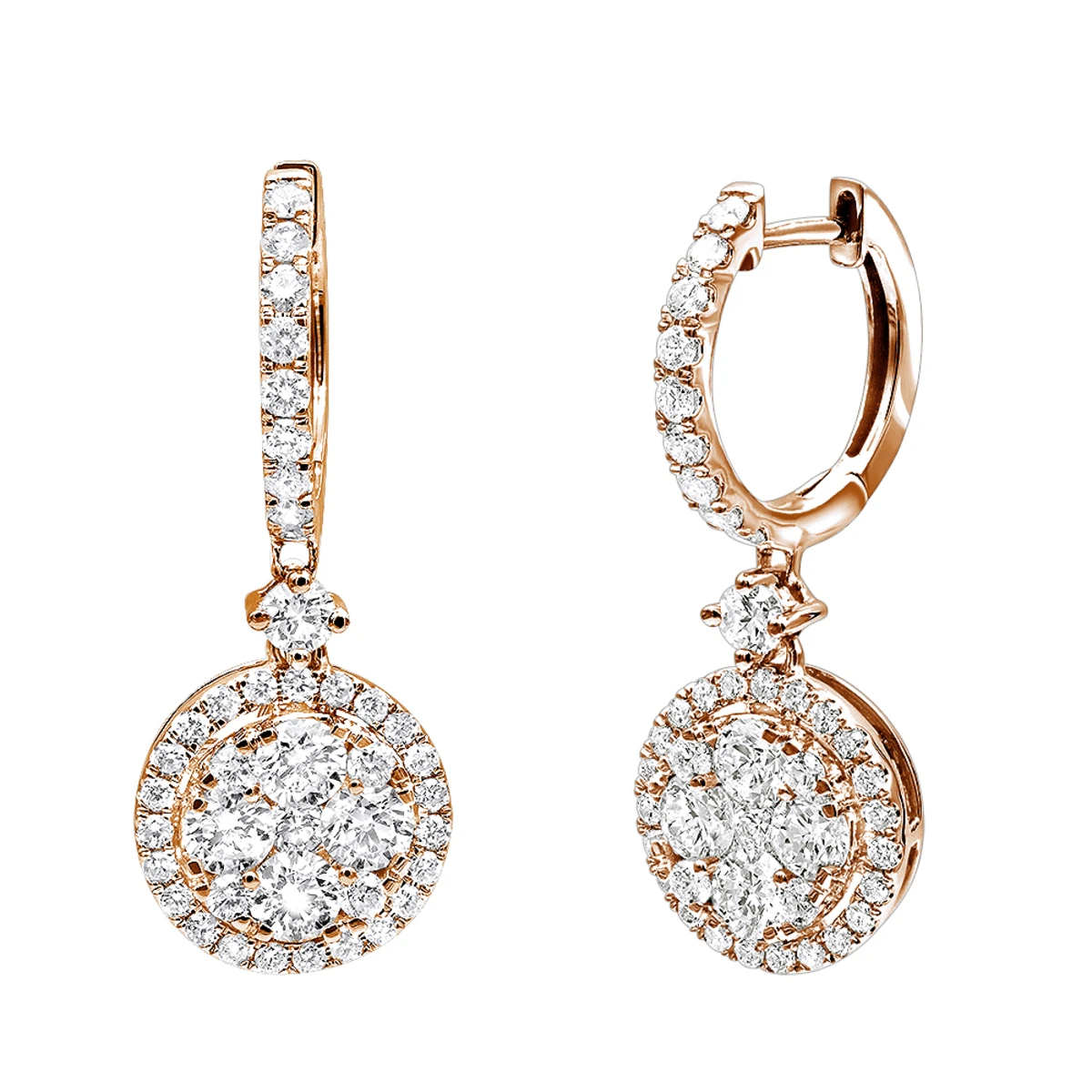 2 Carat Dangling Round Diamond Drop Earrings For Women By Luxurman 14K White Gold 5 2 Carat Dangling Round Diamond Drop Earrings For Women By Luxurman 14K White Gold - Image 3