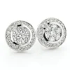 2 Carat Designer Diamond Cluster Earrings Studs 14K White Gold