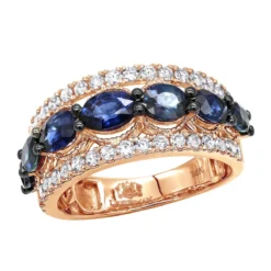 4 Carat Diamond And Sapphire Cocktail Ring For Women 14K Yellow Gold Luxurman Band -Outlet Radiant Bijou Store 2 carat diamond and sapphire cocktail ring for women 14k gold luxurman band ro