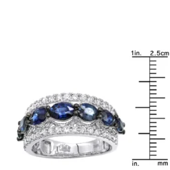 4 Carat Diamond And Sapphire Cocktail Ring For Women 14K Yellow Gold Luxurman Band -Outlet Radiant Bijou Store 2 carat diamond and sapphire cocktail ring for women 14k gold luxurman band rulerwh