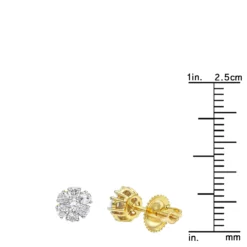 2 Carat Look 14K Yellow Gold Cluster Diamond Stud Earrings For Women 1/2ct By Luxurman -Outlet Radiant Bijou Store 2 carat look 14k gold cluster diamond stud earrings for women 12ct by luxurman rulerye