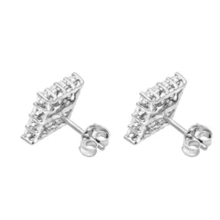 2 Carat Luxurman Square Shape Round Diamond Earrings Studs 14K White Gold -Outlet Radiant Bijou Store 2 carat luxurman square shape round diamond earrings studs in 14k gold backwh