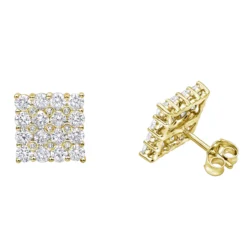 2 Carat Luxurman Square Shape Round Diamond Earrings Studs 14K White Gold -Outlet Radiant Bijou Store 2 carat luxurman square shape round diamond earrings studs in 14k gold ye
