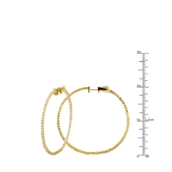 2 Inch Diamond Hoop Earrings 1ct 14K Yellow Gold Inside Out Hoops -Outlet Radiant Bijou Store 2 inch diamond hoop earrings 09ct 14k gold inside out hoops ruler
