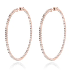 2 Inch Diamond Hoop Earrings 4ct 14K White Gold Inside Out Design -Outlet Radiant Bijou Store 2 inch diamond hoop earrings 4ct 14k inside out design p 45906 ro