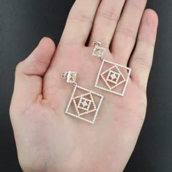 2 Tone 18K White Gold Diamond Designer Earrings 3.05ct -Outlet Radiant Bijou Store 2 tone 18k gold diamond designer earrings 305ct p 40back