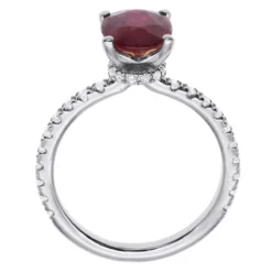 2.8ct Diamonds & Ruby Ring For Women 18K Yellow Gold Engagement Ring By Luxurman -Outlet Radiant Bijou Store 28ct diamonds oval ruby ring for women 18k gold engagement ring by luxurman 018401 back white 1675828848