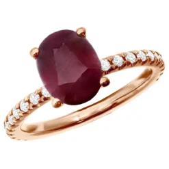 2.8ct Diamonds & Ruby Ring For Women 18K Yellow Gold Engagement Ring By Luxurman -Outlet Radiant Bijou Store 28ct diamonds oval ruby ring for women 18k gold engagement ring by luxurman 018401 rose