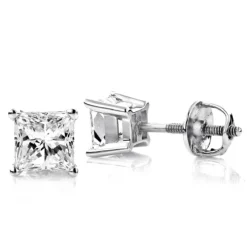 Outlet Radiant Bijou Store 31 2ct Princess Cut Diamond Platinum Stud Earrings