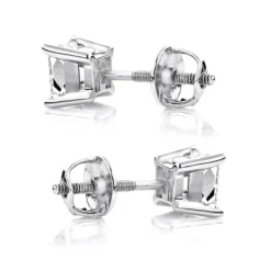 Outlet Radiant Bijou Store -Outlet Radiant Bijou Store 2ct princess cut diamond platinum stud earrings back