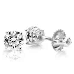 2ct Round Cut Diamond Platinum Stud Earrings