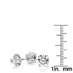 2ct Round Cut Diamond Platinum Stud Earrings -Outlet Radiant Bijou Store 2ct round cut diamond platinum stud earrings ruler