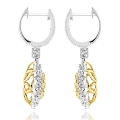 3 Carat 14K White Gold White Yellow Diamond Flower Earrings For Women By Luxurman 11 3 Carat 14K White Gold White Yellow Diamond Flower Earrings For Women By Luxurman -Outlet Radiant Bijou Store 3 carat 14k gold white yellow diamond flower earrings for women by luxurman backwh