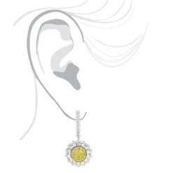 3 Carat 14K White Gold White Yellow Diamond Flower Earrings For Women By Luxurman 12 3 Carat 14K White Gold White Yellow Diamond Flower Earrings For Women By Luxurman -Outlet Radiant Bijou Store 3 carat 14k gold white yellow diamond flower earrings for women by luxurman bodwh