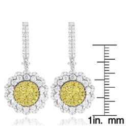 3 Carat 14K White Gold White Yellow Diamond Flower Earrings For Women By Luxurman 13 3 Carat 14K White Gold White Yellow Diamond Flower Earrings For Women By Luxurman -Outlet Radiant Bijou Store 3 carat 14k gold white yellow diamond flower earrings for women by luxurman rulerwh