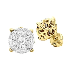 3 Carat Look Round Diamond Cluster Earrings Studs 1.21ct 18K White Gold -Outlet Radiant Bijou Store 3 carat look round diamond cluster earrings studs 121ct 18k gold ye