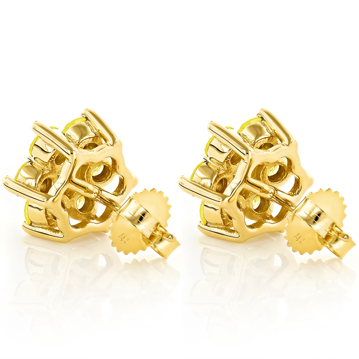 3 Carat Yellow Diamond Stud Earrings 14K Yellow Gold 6 3 Carat Yellow Diamond Stud Earrings 14K Yellow Gold - Image 4