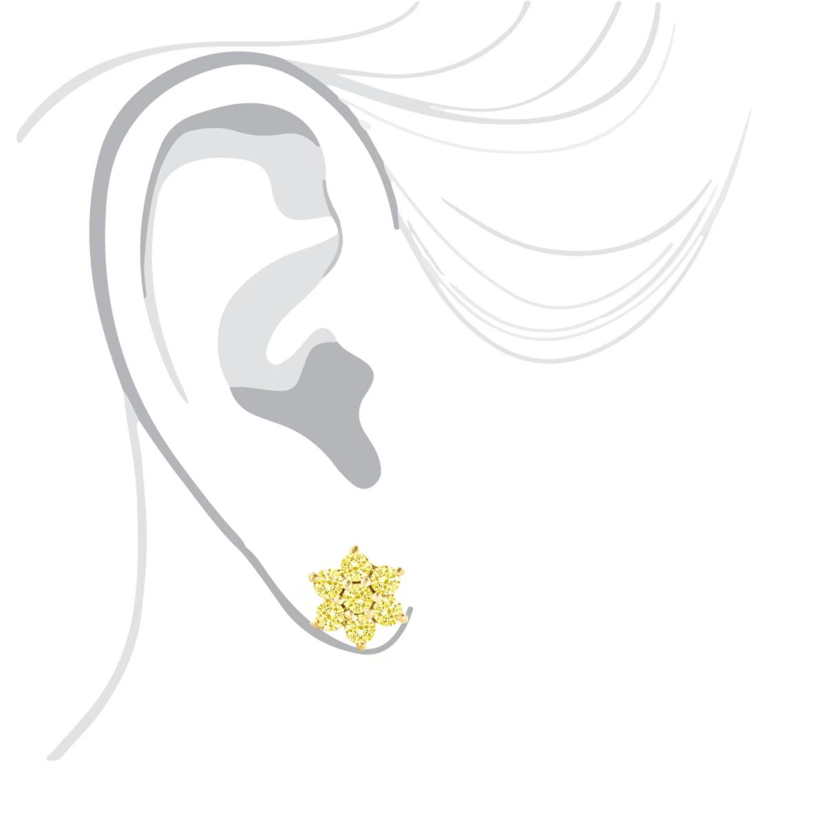 3 Carat Yellow Diamond Stud Earrings 14K Yellow Gold 7 3 Carat Yellow Diamond Stud Earrings 14K Yellow Gold - Image 5