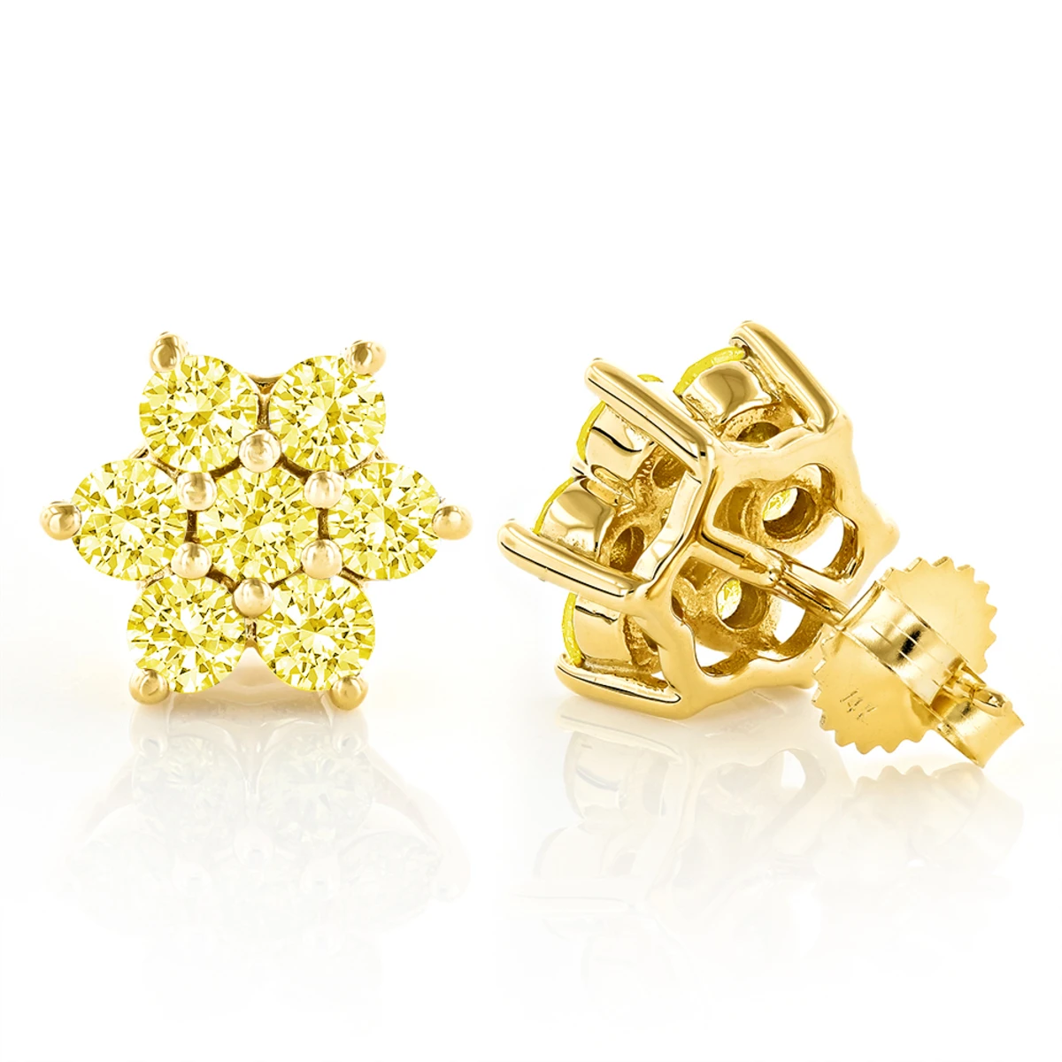3 Carat Yellow Diamond Stud Earrings 14K Yellow Gold 3 3 Carat Yellow Diamond Stud Earrings 14K Yellow Gold