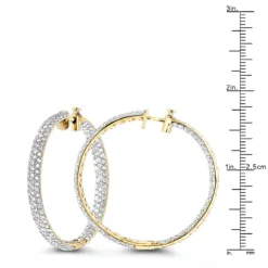 Large 5 Carat Diamond Hoop Earrings For Women 14K Yellow Gold Inside Out Style 13 Large 5 Carat Diamond Hoop Earrings For Women 14K Yellow Gold Inside Out Style -Outlet Radiant Bijou Store 5 carat diamond hoop earrings 14k gold inside out style p 48029 rulerye