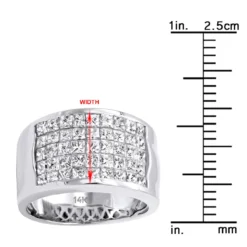 5 Row Princess Cut Diamond Ring 2.52ct 14K White Gold Wedding Band -Outlet Radiant Bijou Store 5 row princess cut diamond ring 252ct 14k gold wedding band p 46444 rulerwh