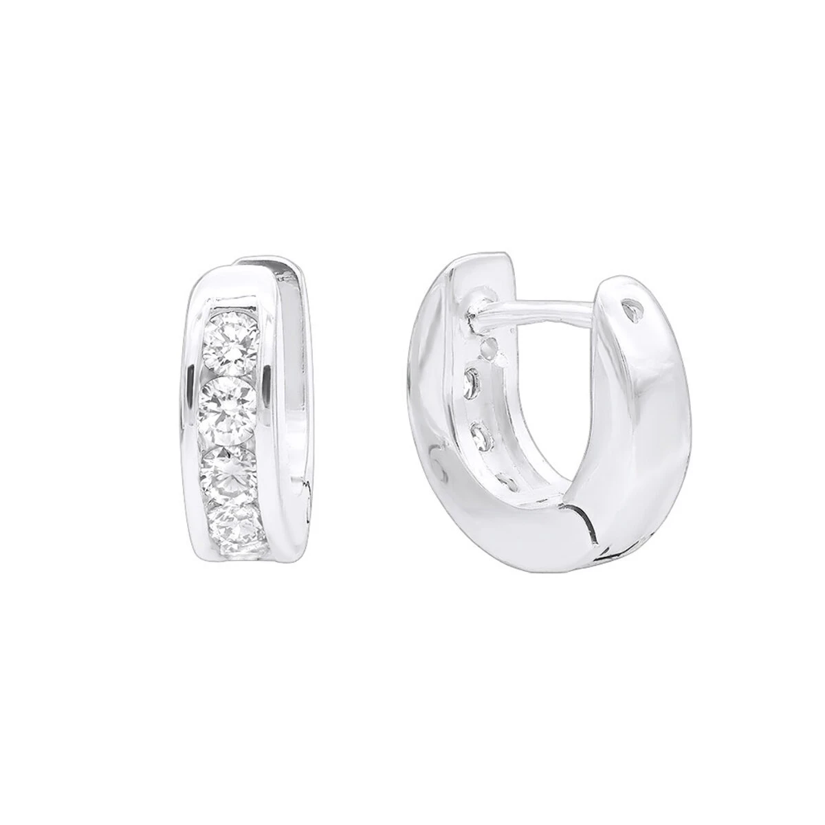 9mm Huggies 14K Yellow Gold Small Diamond Hoop Earrings For Children 0.15ct 4 9mm Huggies 14K Yellow Gold Small Diamond Hoop Earrings For Children 0.15ct - Image 2