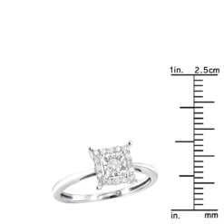 Affordable Diamond Engagement Ring 10K White Gold 1 Carat Look -Outlet Radiant Bijou Store affordable diamond engagement ring 10k 1 carat look p 44942 rulerwh