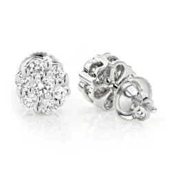 Affordable Diamond Studs 1.25ct Sterling Silver Cluster Earrings