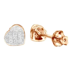 Affordable Real Diamond Heart Earrings Studs For Women & Girls 10K Yellow Gold -Outlet Radiant Bijou Store affordable real diamond heart earrings studs for women girls solid 10k gold 501462 rose