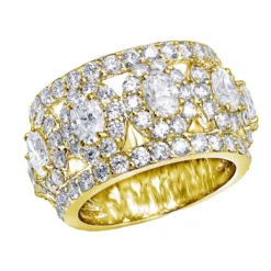 Anniversary Ring Unique 18K White Gold Custom Made Wide Diamond Wedding Band 6.55ct -Outlet Radiant Bijou Store anniversary rings unique 18k gold custom made wide diamond wedding band 9ct ye