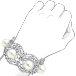 Art Deco White South Sea Pearl And Diamond Bracelet For Women 18K White Gold 12 Art Deco White South Sea Pearl And Diamond Bracelet For Women 18K White Gold -Outlet Radiant Bijou Store art deco white south sea pearl and diamond bracelet for women 18k gold bodwh