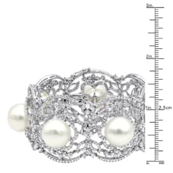 Art Deco White South Sea Pearl And Diamond Bracelet For Women 18K White Gold 13 Art Deco White South Sea Pearl And Diamond Bracelet For Women 18K White Gold -Outlet Radiant Bijou Store art deco white south sea pearl and diamond bracelet for women 18k gold rulerwh