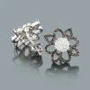 Black And White Diamond Flower Earrings 0.55ct 14K White Gold 2 Black And White Diamond Flower Earrings 0.55ct 14K White Gold -Outlet Radiant Bijou Store black and white diamond flower earrings 055ct 14k gold 1