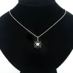 Black And White Diamond Flower Lace Pendant 0.30ct 14K White Gold -Outlet Radiant Bijou Store black and white diamond flower pendant 030ct 14k lace jewelry 3